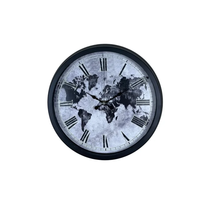 Mey İthalat® Worldline Black 40 Cm Metal Duvar Saati