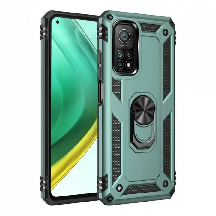 Mey İthalat®  Xiaomi Mi 10T Pro Kılıf Sofya Yüzüklü Silikon Kapak - Yeşil