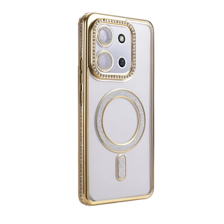 Mey İthalat®   Redmi 15C 4G Joke Simli Magneticsafe Kılıf - Gold