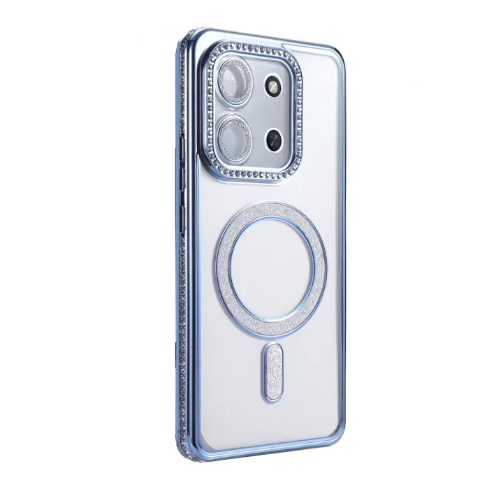 Mey İthalat®   Redmi 15C 4G Joke Simli Magneticsafe Kılıf - Mavi