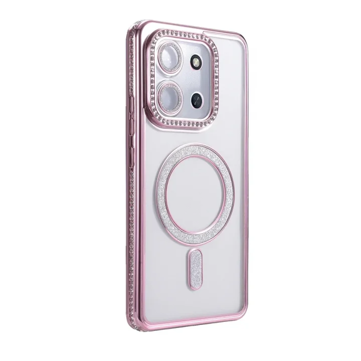 Mey İthalat®   Redmi 15C 4G Joke Simli Magneticsafe Kılıf - Pembe