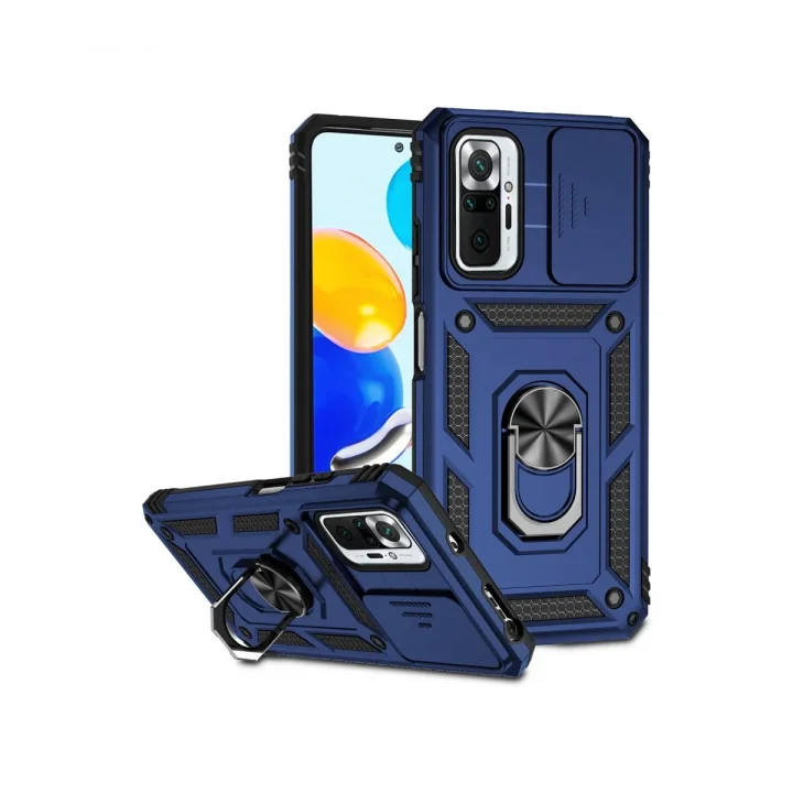 Mey İthalat®   Redmi Note 10 Pro Kılıf Pars Lens Yüzüklü Silikon - Lacivert