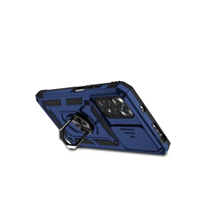 Mey İthalat®   Redmi Note 11 Pro Kılıf Pars Lens Yüzüklü Silikon - Lacivert