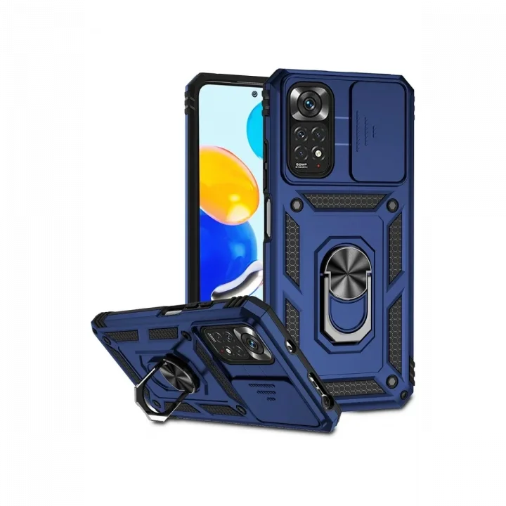 Mey İthalat®   Redmi Note 11 Pro Kılıf Pars Lens Yüzüklü Silikon - Lacivert