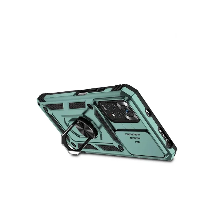 Mey İthalat®   Redmi Note 11 Pro Kılıf Pars Lens Yüzüklü Silikon - Yeşil