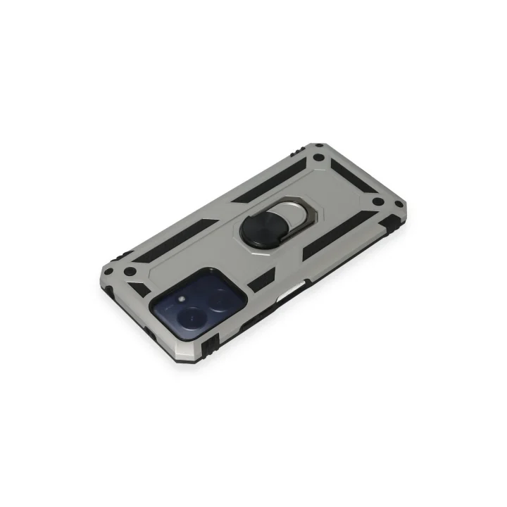 Mey İthalat®  Xiaomi Redmi Note 12 4G Kılıf Sofya Yüzüklü Silikon Kapak - Gümüş