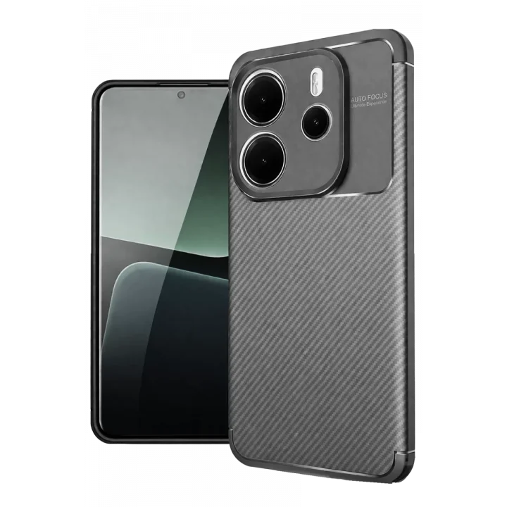 Mey İthalat®  Xiaomi Redmi Note 14 4G Kılıf Auto Focus Karbon Kapak - Gri