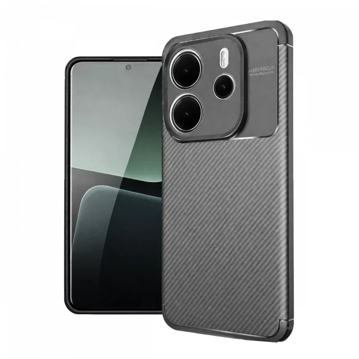 Mey İthalat®  Xiaomi Redmi Note 14 4G Kılıf Auto Focus Karbon Kapak - Gri