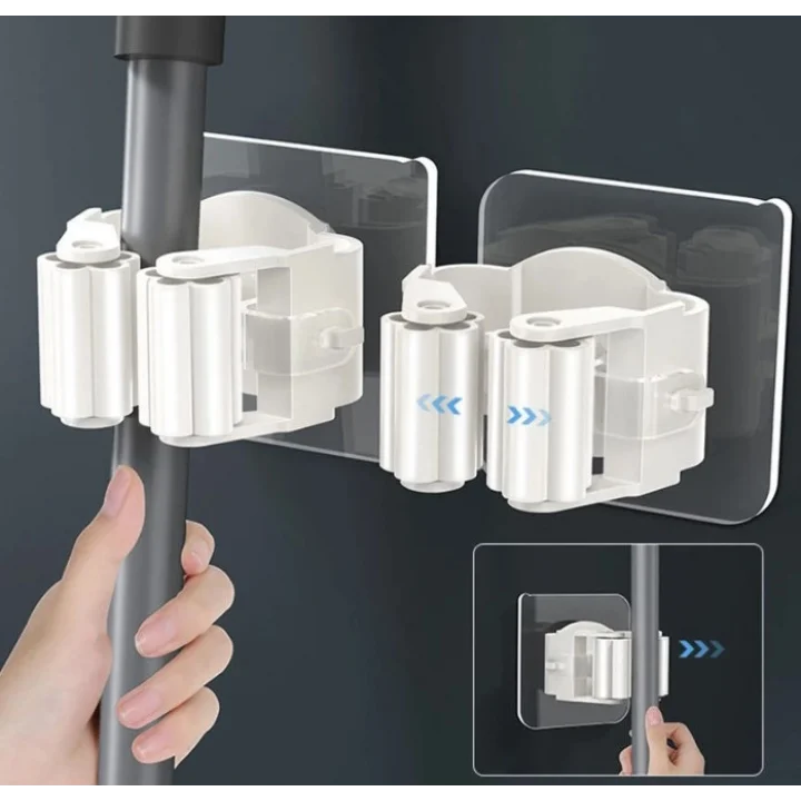 Mey İthalat® Yapışkanlı Pratik Mop Tutucu 4 Adet Beyaz
