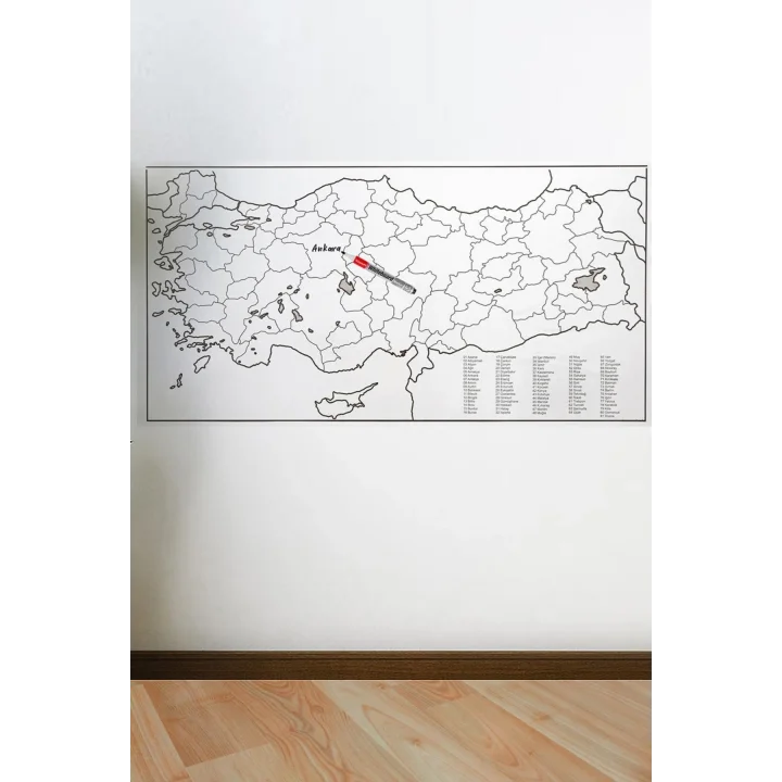 Mey İthalat® Yazılabilir Türkiye Haritası Manyetik Duvar Stickerı 110 x 56 cm