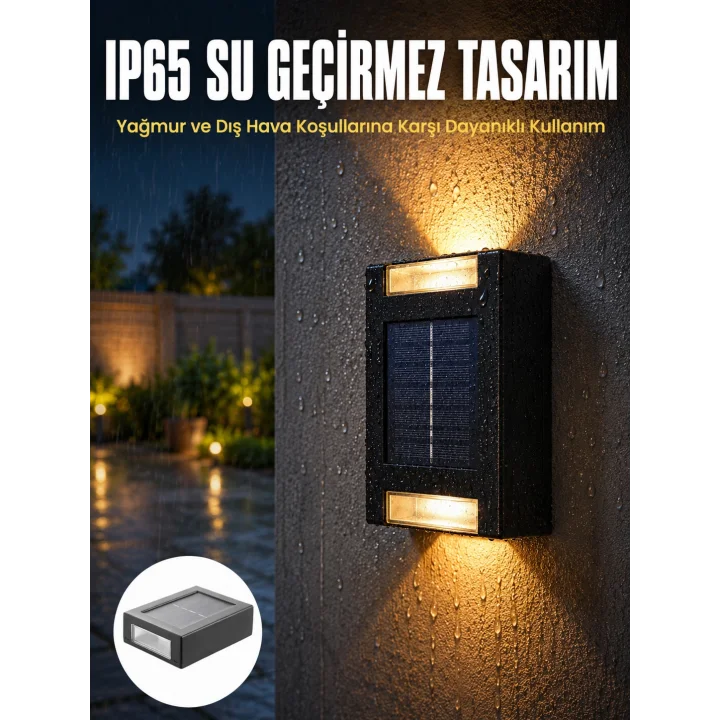 Mey İthalat® Yeni Model Solar Çift Taraflı Duvar Lambası Dekoratif Duvar Lambası Yeni Nesil