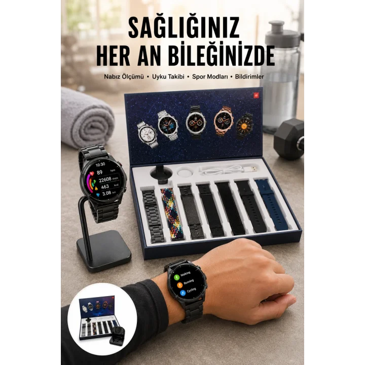 Mey İthalat® Yeni Nesil Akıllı Saat 2024 Model Uyku ve Sağlık Takibi Bluetooth Bağlantılı Yeni Nesil