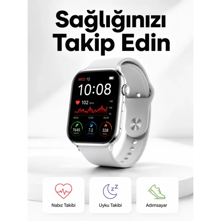 Mey İthalat® Yeni Nesil Akıllı Saat Adımsayar, GPS, Nabız Ölçer, Uyku ve Sağlık Takibi (Kopya)