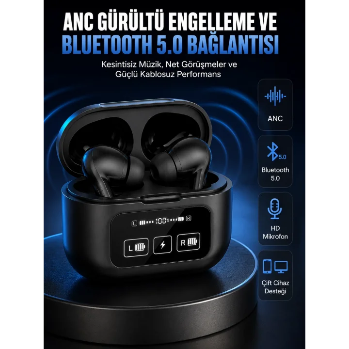 Mey İthalat® Yeni Nesil Pro Ekranlı Bluetooth Kulaklık 5.0 Bluetooth