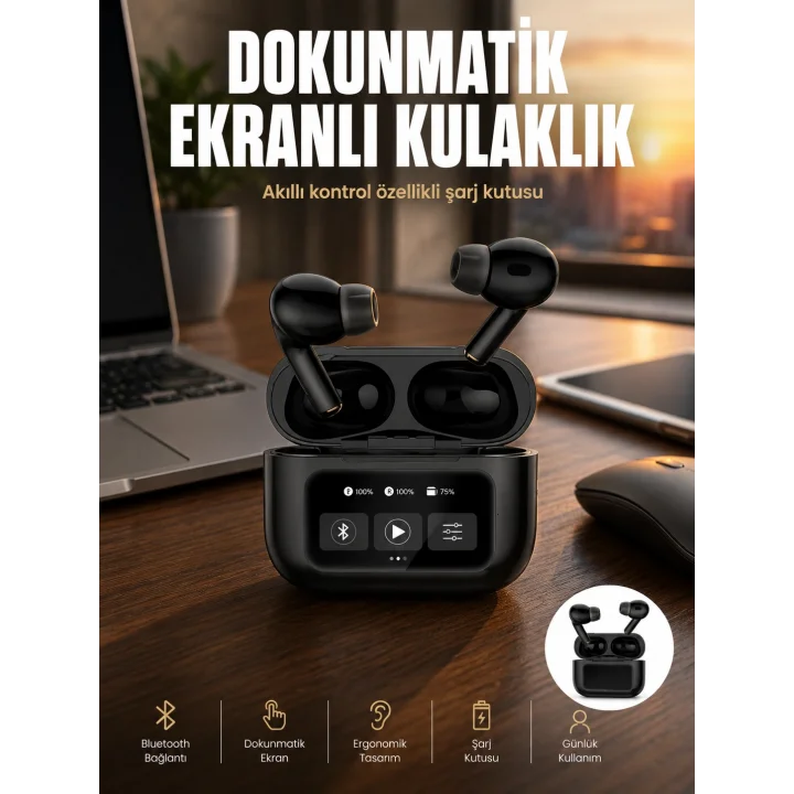 Mey İthalat® Yeni Nesil Pro Ekranlı Bluetooth Kulaklık 5.0 Bluetooth Yeni Nesil