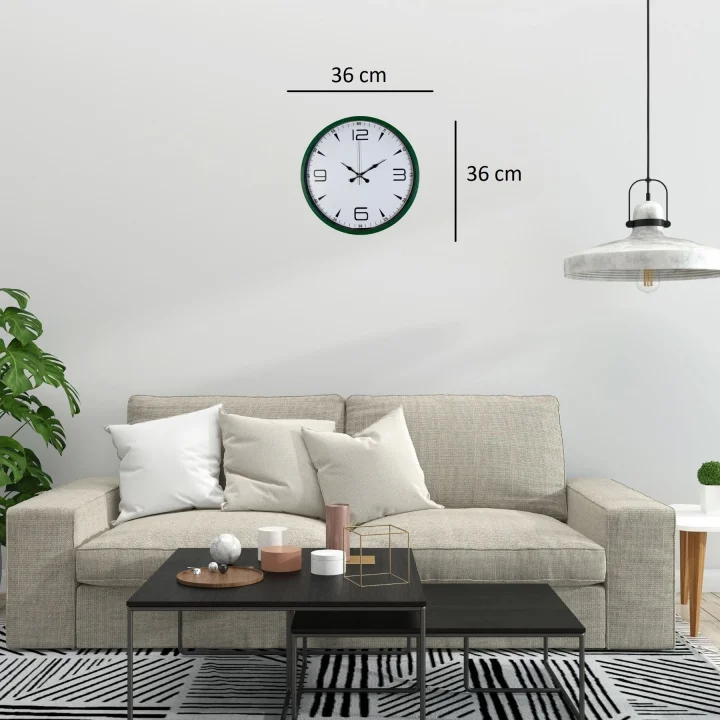 Mey İthalat® Yeşil Aura 36 Cm Standart Duvar Saati