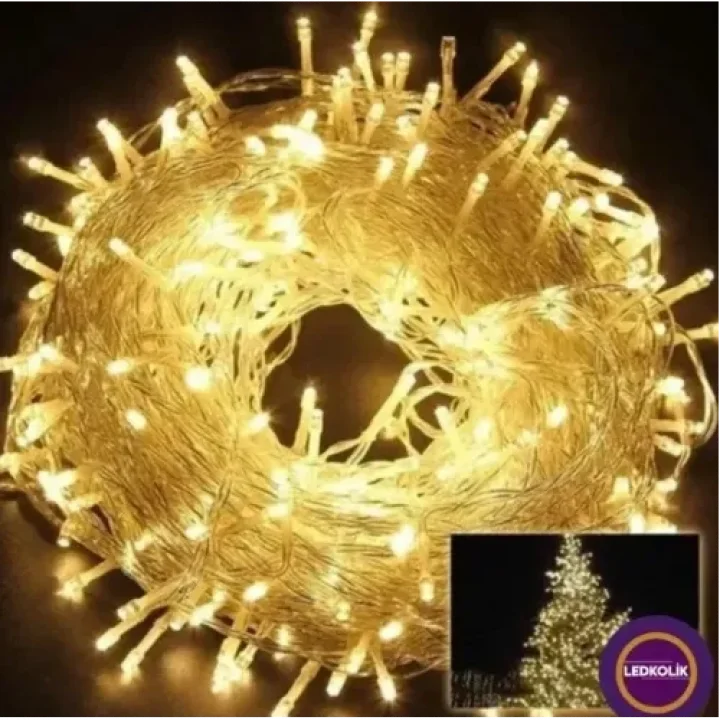 Mey İthalat® Yılbaşı Aydınlatması 100 LED Perde Hortum Sıcak Beyaz Işık