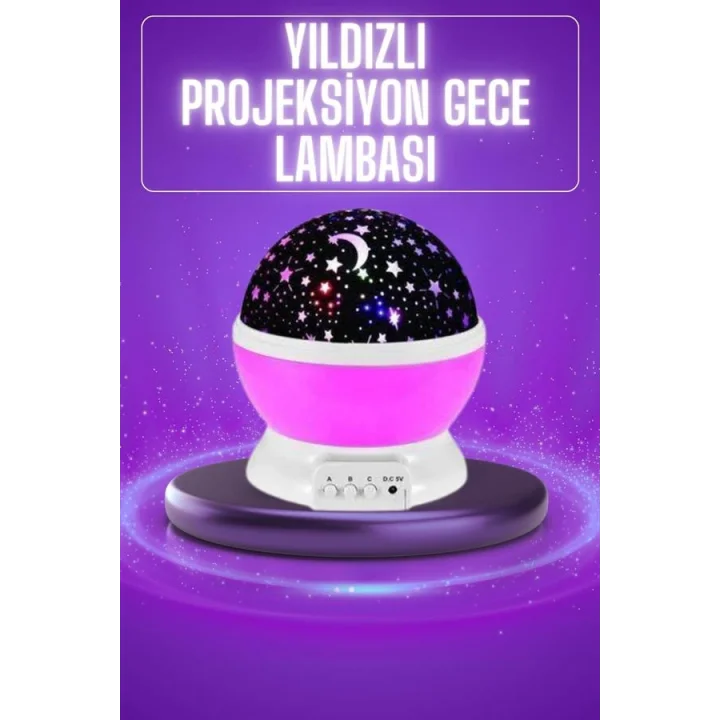 Mey İthalat® Yıldız Görünümlü Gece Lambası Renkli Masa Lambası Gökyüzü Projeksiyon