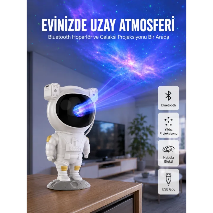 Mey İthalat® Yıldız ve Ay Efektli Uzaktan Kumandalı Projeksiyon Lamba