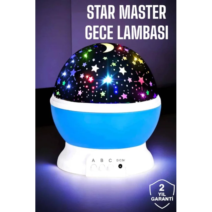 Mey İthalat® Yıldızlı Gökyüzü Projeksiyon Gece Lambası Hareketli Işık Şovu