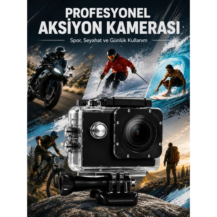 Mey İthalat® Yüksek Görüntü Kalitesi Sunan 1080P Full HD Aksiyon Kamerası