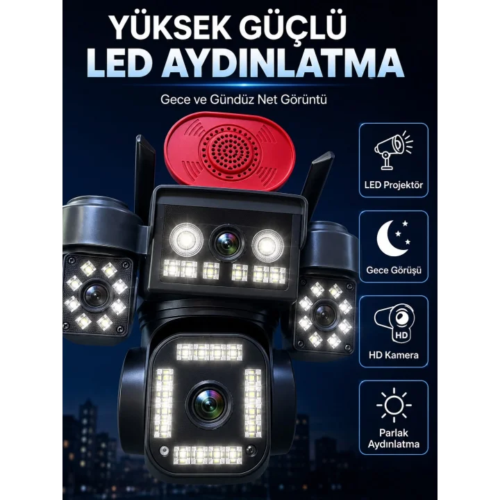 Mey İthalat® Yüksek Güçlü LED Aydınlatma ve Gece Görüş Teknolojisi ile Günün Her Saatinde Net Görüntüleme