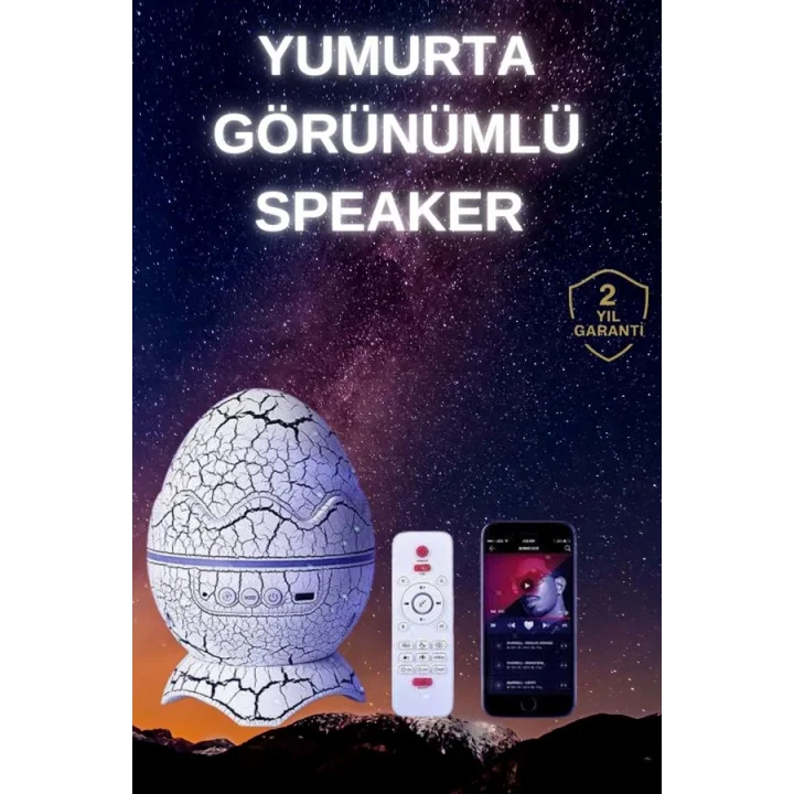Mey İthalat® Yumurta Şeklinde Su Dalgalı Bluetooth Speaker Lamba Renkli Şarjlı Yeni Nesil