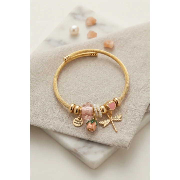 Mey İthalat® Yusufçuk ve Pembe Charmlı Bileklik