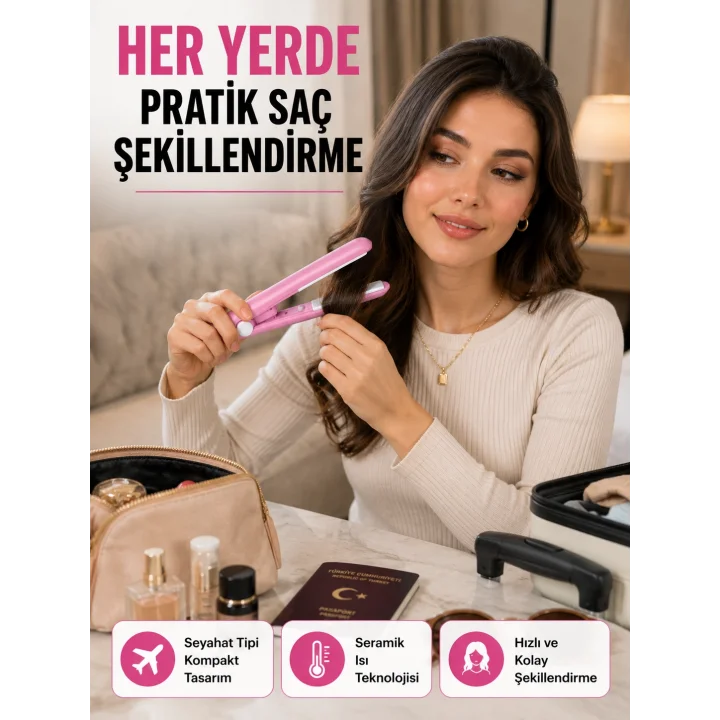 Mey İthalat® Yüzer Plakalı Kompakt Bukle Maşası – Elastik Tutuculu, Saç Dostu Profesyonel Tasarım Yeni Nesil