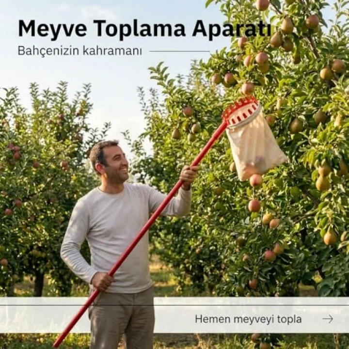 Meyve Toplama Aparatı Plastik Bez Torbalı
