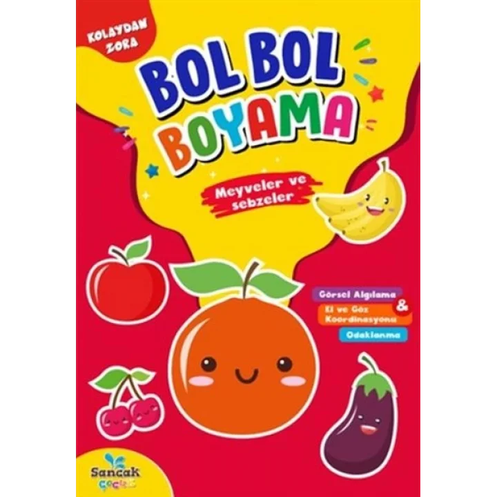 Meyveler ve Sebzeler - Kolaydan Zora Bol Bol Boyama