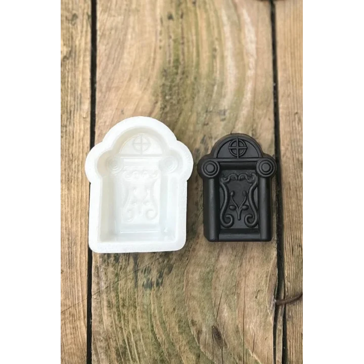 Mezar Taşı Geyik Boynuzu Desenli Mum Kalıbı (Silikon) (1 Adet)