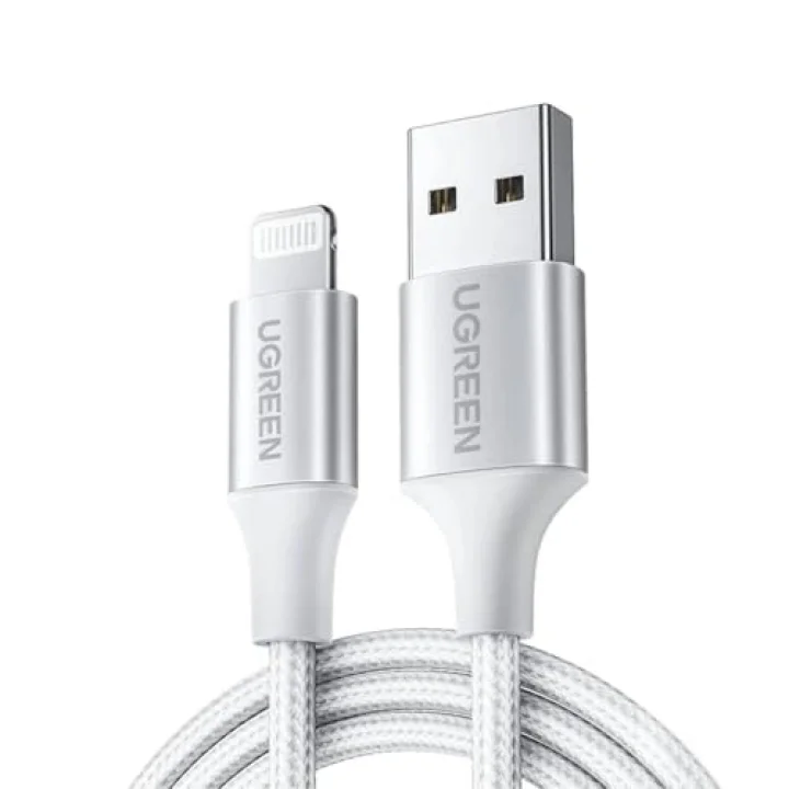 Mfi Lisansli USB-A & Lightning Örgülü Data ve Şarj Kablosu, 2 Metre, Beyaz