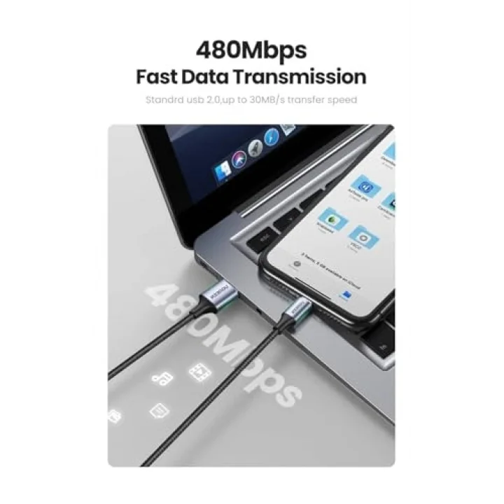 Mfi Lisansli USB-A & Lightning Örgülü Data ve Şarj Kablosu, 2 Metre, Beyaz