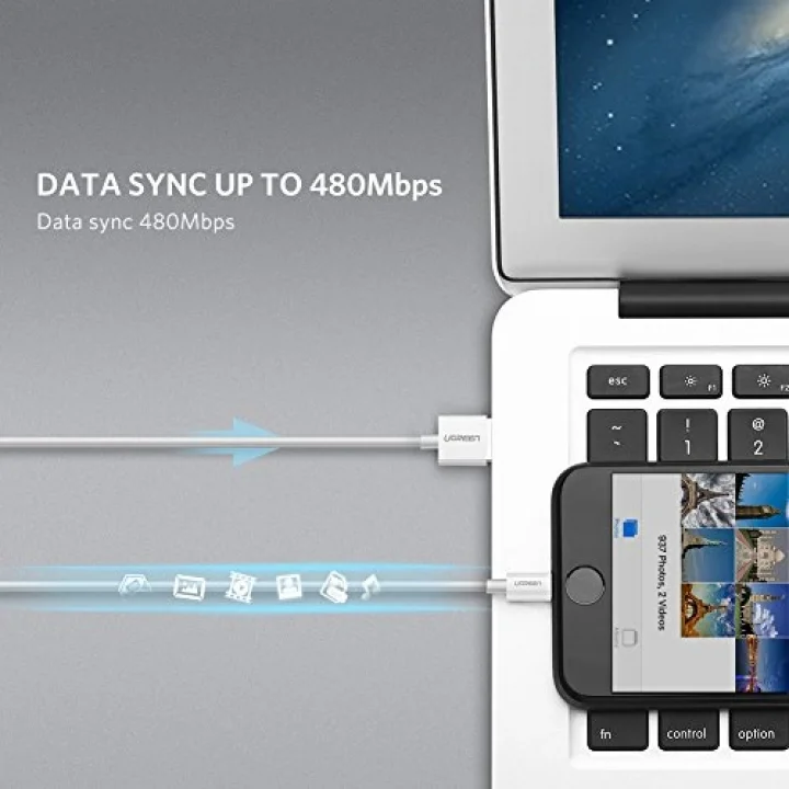 MFi Lisanslı USB-A & Lightning Şarj ve Data Kablosu, 2 Metre, Beyaz