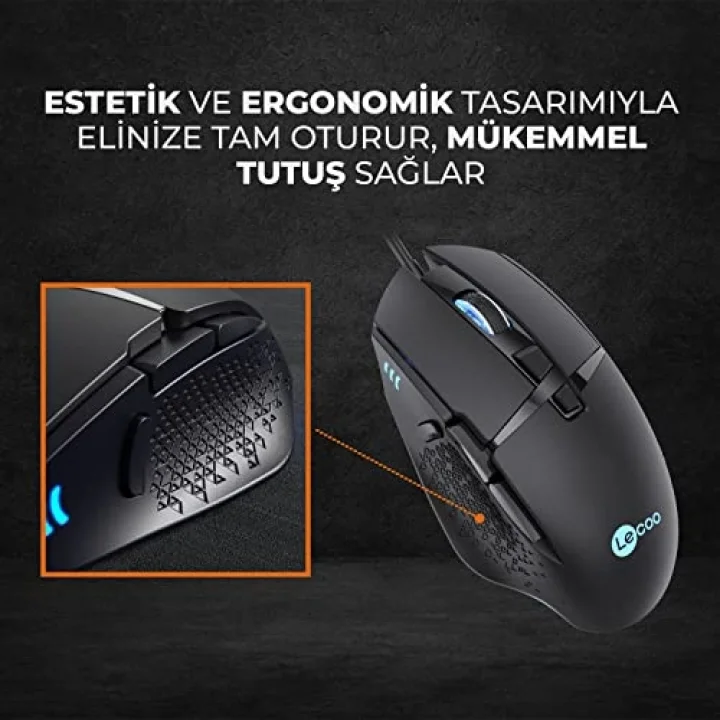 MG1101 Kablolu 6400DPI 8 Tuşlu RGB LED Aydınlatmalı Gaming Optik Mouse Siyah