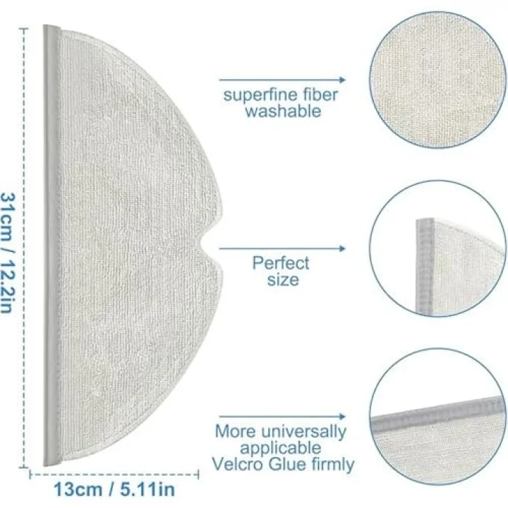 Mi Vacuum Mop Pro 2+ 3D | Vacuum Mop 1C | Vacuum Mop 2C | Dreame F9 | Dreame D9-D9 Max Uyumlu Fiber Mop Paspas-2 Adet