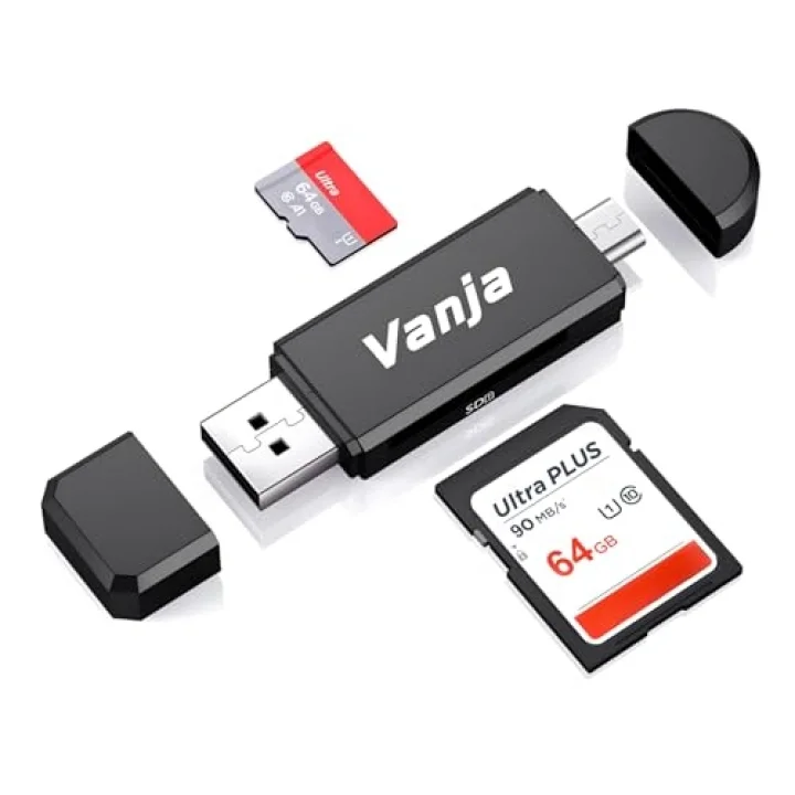 Micro USB OTG Adapter and USB 2.0 Portable Memory Card Reader for SDXC, SDHC, SD, MMC, RS-MMC, Micro SDXC, Micro SD, Micro SDHC Card and UHS-I Cards