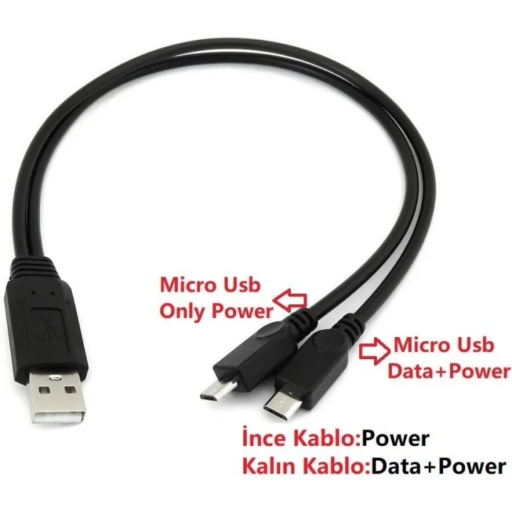 Micro Usb Y Kablo Data Power Çevirici Dönüştürücü Çoklayıcı Kablo