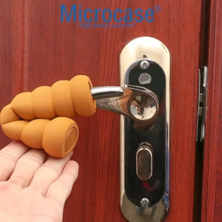 Microcase Spiral Yumuşak Esnek Kapı Kolu Çarpışma Önleyici Kapı Pencere Kolu Koruma -AL4546 2 Adet (Kahverengi)