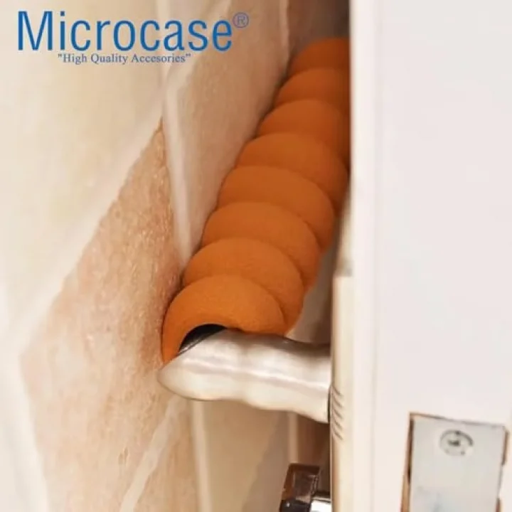 Microcase Spiral Yumuşak Esnek Kapı Kolu Çarpışma Önleyici Kapı Pencere Kolu Koruma -AL4546 2 Adet (Kahverengi)