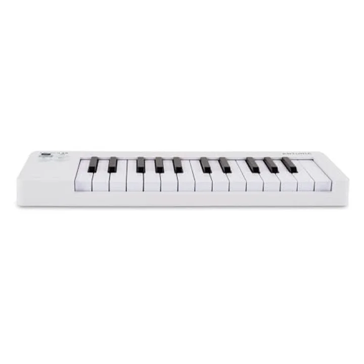 MicroLab MK3 - Kompakt 25 tuşlu hıza duyarlı MIDI denetleyici, iki dokunmatik şerit, akorlar modu, devam pedalı girişi, beyaz