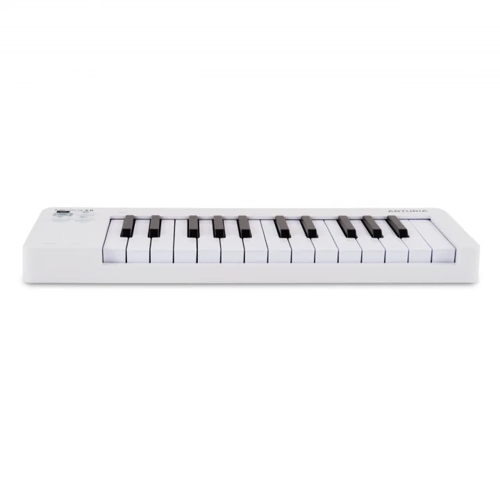 MicroLab MK3 - Kompakt 25 tuşlu hıza duyarlı MIDI denetleyici, iki dokunmatik şerit, akorlar modu, devam pedalı girişi, beyaz