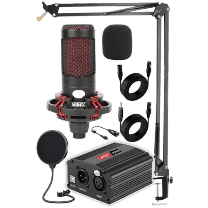 Midex CXN-30 Paket-3 +48V Phantomlu Mikrofon Stand Seti