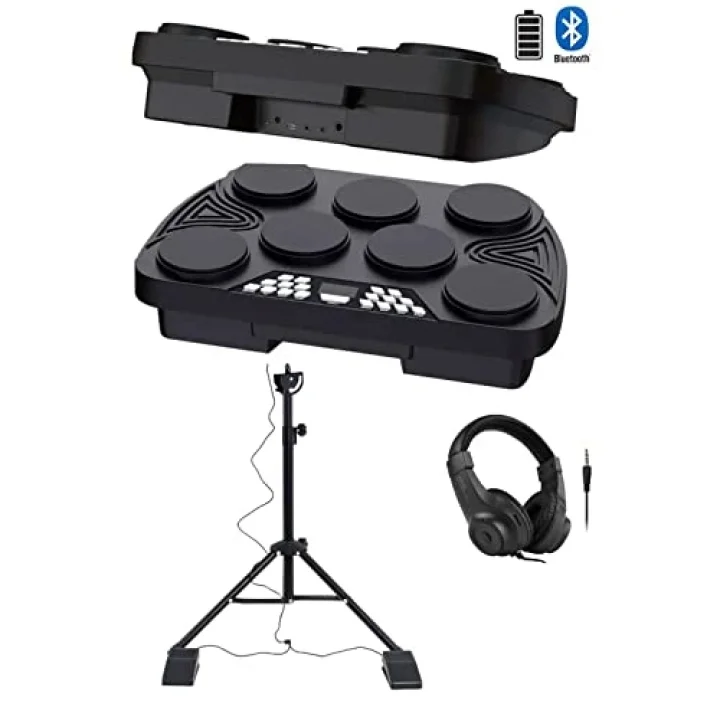Midex DDX-105ST Profesyonel Standlı Dijital Davul Şarjlı Elektronik Bateri Bluetooth (Davul Stand Kulaklık Baget)