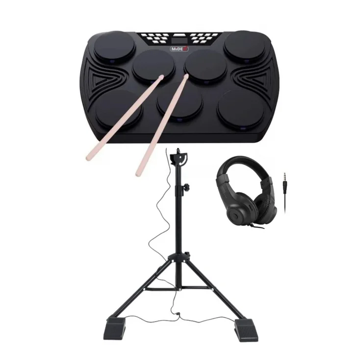 Midex DDX-105ST Profesyonel Standlı Dijital Davul Şarjlı Elektronik Bateri Bluetooth (Davul Stand Kulaklık Baget)