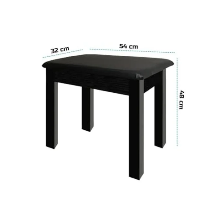 Midex TBX-144BK Üst Kalite Piyano Taburesi Gizli Bölmeli Siyah Renk (32x54x48)