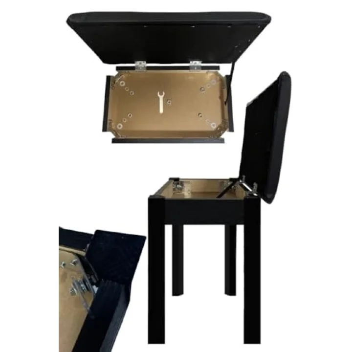 Midex TBX-144BK Üst Kalite Piyano Taburesi Gizli Bölmeli Siyah Renk (32x54x48)