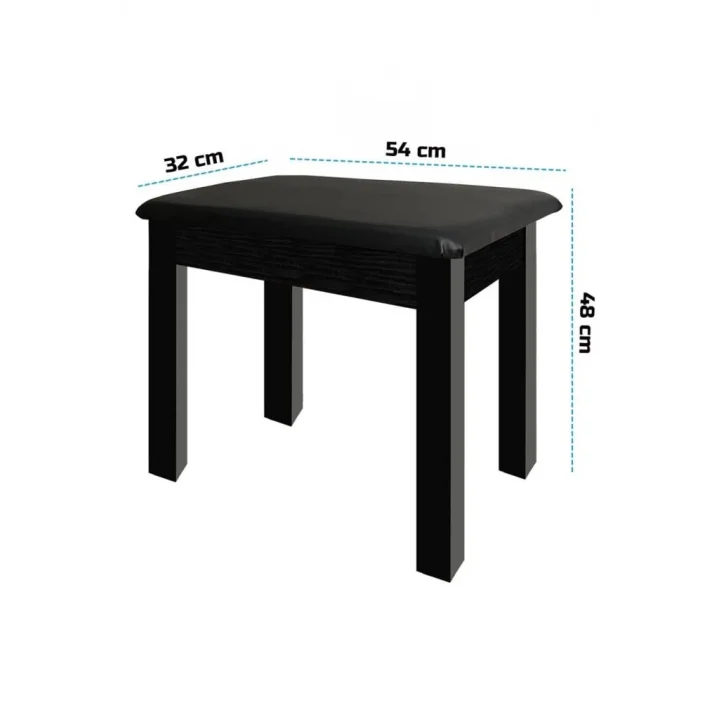 Midex TBX-144BK Üst Kalite Piyano Taburesi Gizli Bölmeli Siyah Renk (32x54x48)