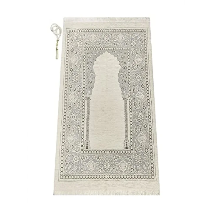 Mihraplı Şönil Lüks Seccade - Gri Renk